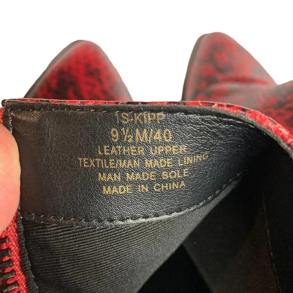 1.State Kipp Leather Wedge Ankle‎ Boots, Red & Black Snake Print, Size 9.5 - Picture 4 of 6